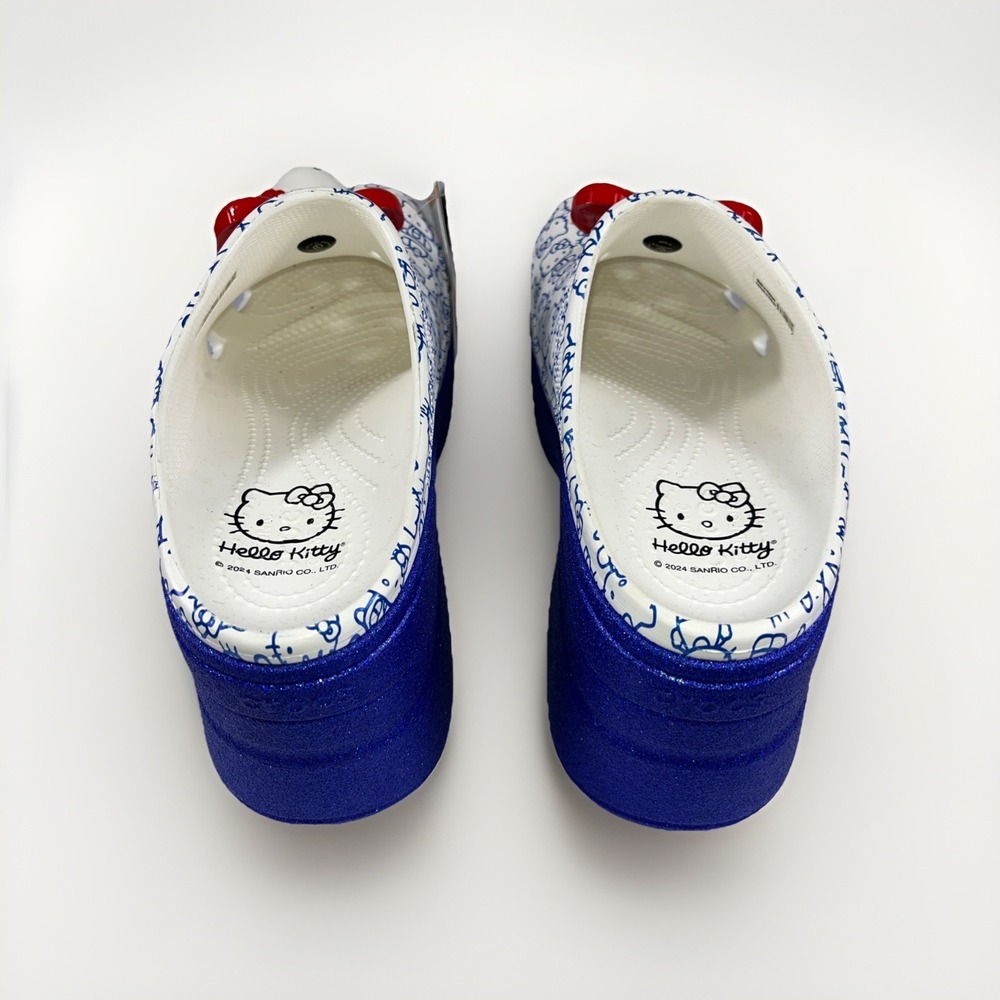 Crocs Hello Kitty 50th Anniversary Blue Glitter Siren Clog Women's 11 Men's 9 - Picture 5 of 10